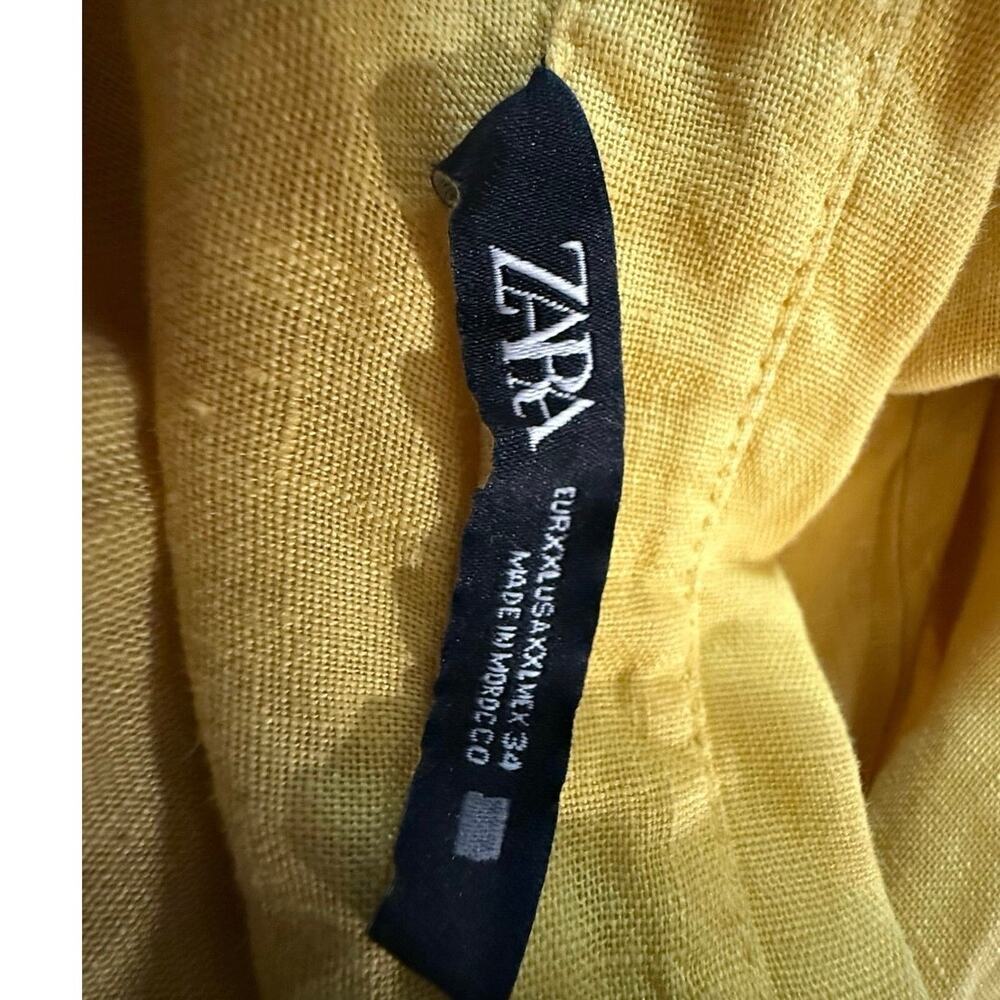 Zara  Yellow Linen Button Front Tunic Shirt Size XXL - Picture 3 of 4